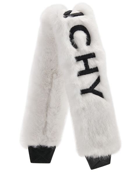 Givenchy Faux Fur Logo Bag Strap in White 